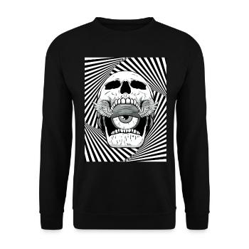 Weirdcore Aesthetic Skull Eyeball Wings - Unisex Sweatshirt - black - Front - Alina (178cm) & Michal (187cm)
