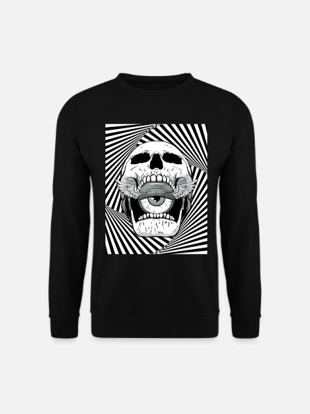 Weirdcore Aesthetic Skull Eyeball Wings - Unisex Sweatshirt - black