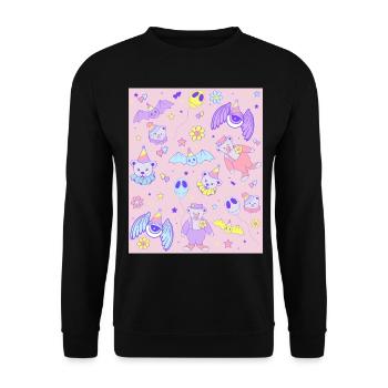 Weirdcore Ästhetik Pastell Goth Clowncore Kidcore - Unisex Pullover - Schwarz - Vorne - Alina (178cm) & Michal (187cm)