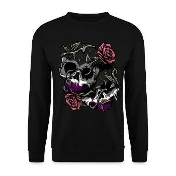 Asexual Pride Ace Flag Skull Roses Subtil LGBTQ - Sweat-shirt Unisexe - noir - Devant - Alina (178cm) & Michal (187cm)