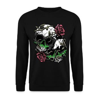 Demiromantic Pride Flag Skull Roses Subtle - Unisex Sweatshirt - black - Front - Alina (178cm) & Michal (187cm)