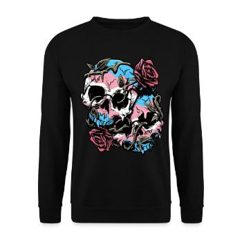 Transgender Pride Trans Flag Skull Roses Sub - Unisex Sweatshirt - black - Front - Alina (178cm) & Michal (187cm)