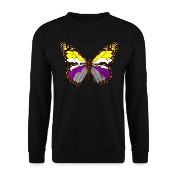 Non Binary Pride Flag Butterfly Subtle LGBT - Unisex Sweatshirt - black - Front - Alina (178cm) & Michal (187cm)
