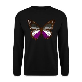 Asexual Pride Ace Flag Butterfly Subtle LG - Unisex Sweatshirt - black - Front - Alina (178cm) & Michal (187cm)