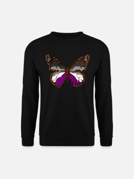 Asexuelle Stolz Ace Flagge Schmetterling Subtil LG - Unisex Pullover - Schwarz