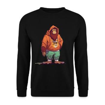 Streetart Orang-Utan Urban Rap Street Affe - Unisex Pullover - Schwarz - Vorne - Alina (178cm) & Michal (187cm)