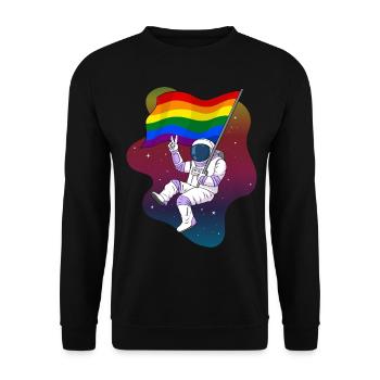 Gay Pride Rainbow Flag astronaute de l’espace - Sweat-shirt Unisexe - noir - Devant - Alina (178cm) & Michal (187cm)