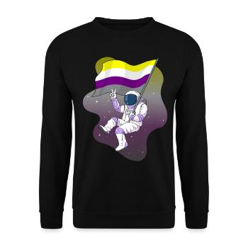 Non Binary Pride Flag Space Astronaut Subtle LGB - Unisex Sweatshirt - black - Front - Alina (178cm) & Michal (187cm)