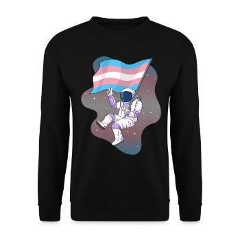 Transgender Pride Trans Flag Space Astronaut - Unisex Sweatshirt - black - Front - Alina (178cm) & Michal (187cm)