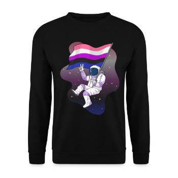 Gender Fluid Pride Flag Space Astronaut Subtle - Unisex Sweatshirt - black - Front - Alina (178cm) & Michal (187cm)