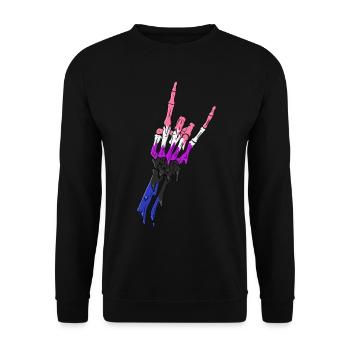 Genre Fluid Pride Flag Devil Horn Skeleton Subt - Sweat-shirt Unisexe - noir - Devant - Alina (178cm) & Michal (187cm)