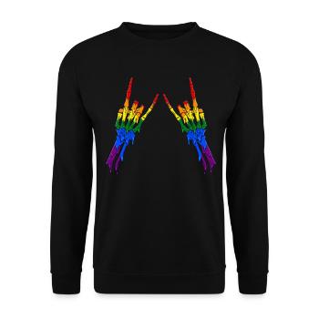 Gay Pride Rainbow Flag Devil Horn Ske - Unisex Sweatshirt - black - Front - Alina (178cm) & Michal (187cm)
