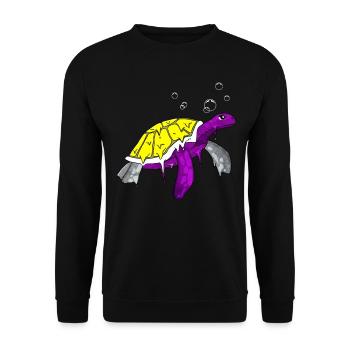 Nicht binär Stolz Flagge Meeresschildkröte Subtil - Unisex Pullover - Schwarz - Vorne - Alina (178cm) & Michal (187cm)