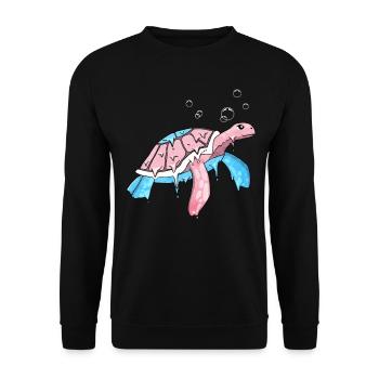 Transgender Pride Trans Flag Sea Turtle S - Unisex Sweatshirt - black - Front - Alina (178cm) & Michal (187cm)