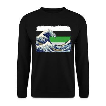 Demiromantic Pride Flag Great Wave off Kanaga - Unisex Sweatshirt - black - Front - Alina (178cm) & Michal (187cm)
