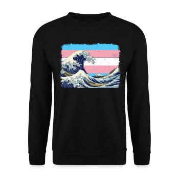 Transgender Stolz Trans Flagge - Unisex Pullover - Schwarz - Vorne - Alina (178cm) & Michal (187cm)