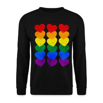 Gay Pride Rainbow Flag Hearts Subtle - Unisex Sweatshirt - black - Front - Alina (178cm) & Michal (187cm)