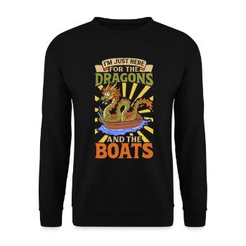 Nur hier für die Drachen und die Boote - Drachenbo - Unisex Pullover - Schwarz - Vorne - Alina (178cm) & Michal (187cm)