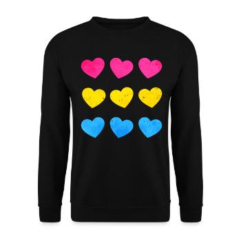 Pansexual Pride Pan Flag Hearts Subtil LGBTQ - Sweat-shirt Unisexe - noir - Devant - Alina (178cm) & Michal (187cm)