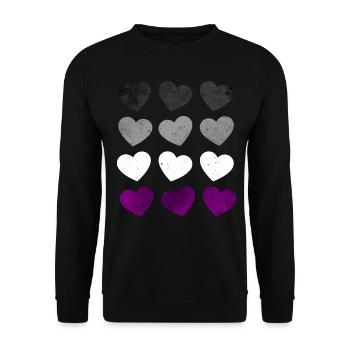 Asexual Pride Ass Flag Hearts Subtle LGBTQ - Unisex Sweatshirt - black - Front - Alina (178cm) & Michal (187cm)
