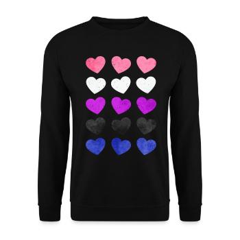 Gender Fluid Pride Flag Hearts Subtle LGBTQ - Unisex Sweatshirt - black - Front - Alina (178cm) & Michal (187cm)