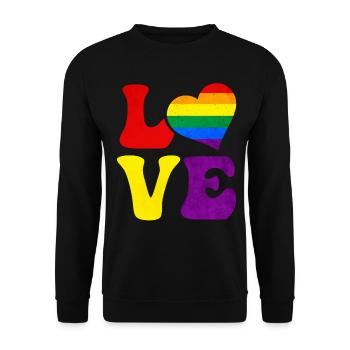 Gay Pride Drapeau arc-en-ciel LOVE Heart LGB - Sweat-shirt Unisexe - noir - Devant - Alina (178cm) & Michal (187cm)