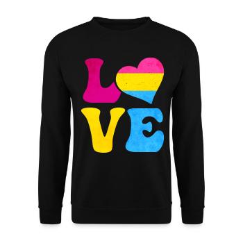 Pansexual Pride Pan Flag LOVE Heart LGBTQ - Unisex Sweatshirt - black - Front - Alina (178cm) & Michal (187cm)