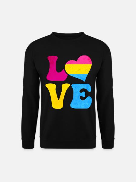 Pansexual Pride Pan Flag LOVE Heart LGBTQ - Sweat-shirt Unisexe - noir