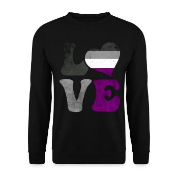 Asexual Pride Ace Flag LOVE Heart LGBTQ - Unisex Sweatshirt - black - Front - Alina (178cm) & Michal (187cm)