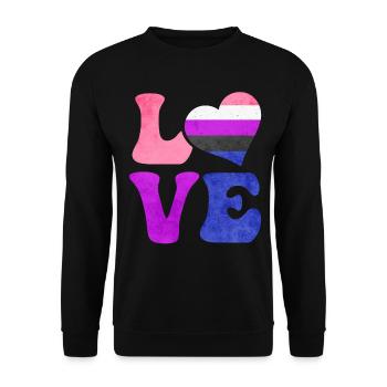 Gender Fluid Pride Flag LOVE Heart LGBTQ - Unisex Sweatshirt - black - Front - Alina (178cm) & Michal (187cm)