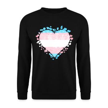 Transgender Stolz Trans Flagge Herzen Sublte LGBTQ - Unisex Pullover - Schwarz - Vorne - Alina (178cm) & Michal (187cm)