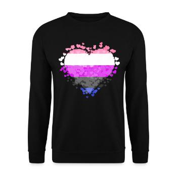 Genre Fluide Fierté Drapeau Coeurs Sublte LGBTQ - Sweat-shirt Unisexe - noir - Devant - Alina (178cm) & Michal (187cm)