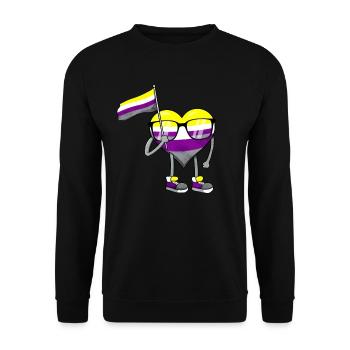 Drapeau de la fierté non binaire Coeur Sublte LGBTQ - Sweat-shirt Unisexe - noir - Devant - Alina (178cm) & Michal (187cm)