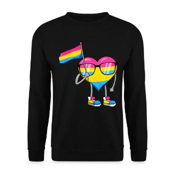 Pansexual Pride Pan Flag Coeur Sublte LGBTQ - Sweat-shirt Unisexe - noir - Devant - Alina (178cm) & Michal (187cm)