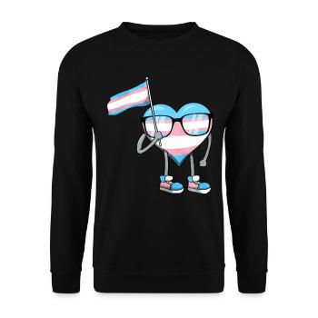 Transgender Stolz Trans Flagge Herz Sublte LGBTQ - Unisex Pullover - Schwarz - Vorne - Alina (178cm) & Michal (187cm)