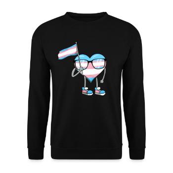 Transgender Stolz Trans Flagge Herz Sublte LGBTQ - Unisex Pullover - Schwarz - Vorne - Alina (178cm) & Michal (187cm)