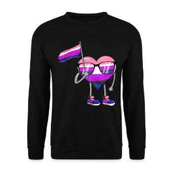Gender Fluid Pride Flag Heart Sublte LGBTQ - Unisex Sweatshirt - black - Front - Alina (178cm) & Michal (187cm)
