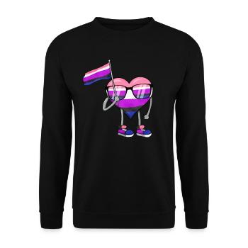 Gender Fluid Pride Flag Heart Sublte LGBTQ - Unisex Sweatshirt - black - Front - Alina (178cm) & Michal (187cm)