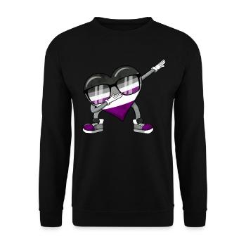 Asexual Pride Ace Flag Dabbing Heart Sublte LGBTQ - Unisex Pullover - Schwarz - Vorne - Alina (178cm) & Michal (187cm)