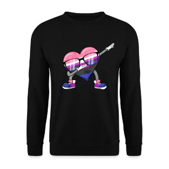 Genre Fluid Pride Flag Polka Dot Heart Sublte LGBTQ - Sweat-shirt Unisexe - noir - Devant - Alina (178cm) & Michal (187cm)