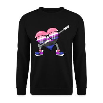 Genre Fluid Pride Flag Polka Dot Heart Sublte LGBTQ - Sweat-shirt Unisexe - noir - Devant - Alina (178cm) & Michal (187cm)