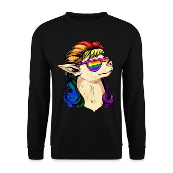 Gay Pride Rainbow Flag Mullet Chihuah - Sweat-shirt Unisexe - noir - Devant - Alina (178cm) & Michal (187cm)