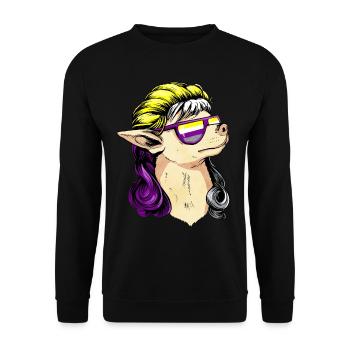 Non Binary Pride Flag Mullet Chihuahua Dog Su - Sweat-shirt Unisexe - noir - Devant - Alina (178cm) & Michal (187cm)