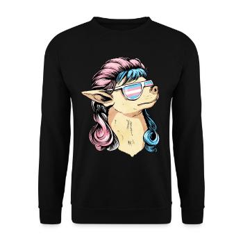 Fierté transgenre Drapeau trans Mullet Chihuahua Hu - Sweat-shirt Unisexe - noir - Devant - Alina (178cm) & Michal (187cm)