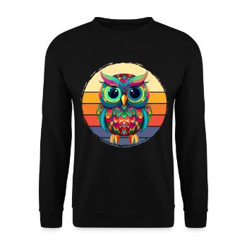 Streetart Eule für eine Street Art Fans Künstler - Unisex Pullover - Schwarz - Vorne - Alina (178cm) & Michal (187cm)