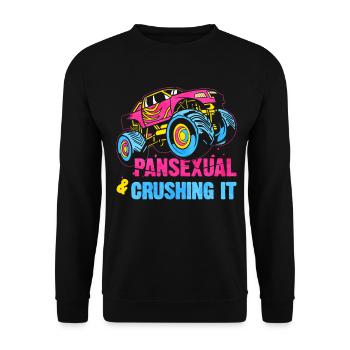 Pansexueller Stolz Monster Truck - Unisex Pullover - Schwarz - Vorne - Alina (178cm) & Michal (187cm)