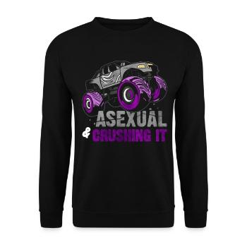 Asexueller Stolz Monster Truck - Unisex Pullover - Schwarz - Vorne - Alina (178cm) & Michal (187cm)