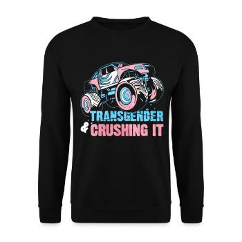 Transgender Pride Monster Truck - Unisex Sweatshirt - black - Front - Alina (178cm) & Michal (187cm)
