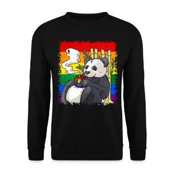 Homosexuell Stolz Regenbogen Flagge Panda Kaffee S - Unisex Pullover - Schwarz - Vorne - Alina (178cm) & Michal (187cm)