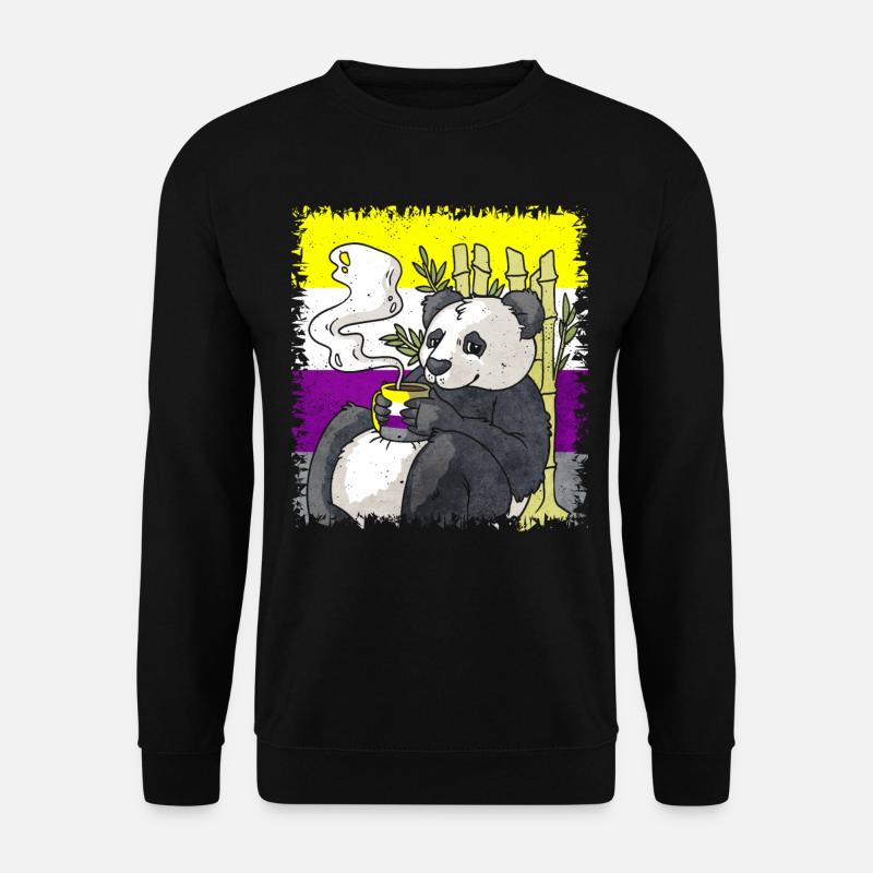 Nicht binäre Stolz Flagge Panda Kaffee Sublte LGBT - Unisex Pullover - Schwarz